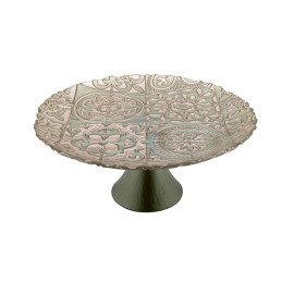 RABAT ALZATA IN VETRO D28 CM VERDE/ORO